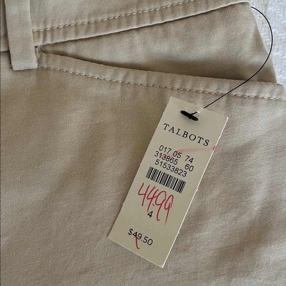 NWT Talbots sz 4 “Perfect Short 10.5” inseam khaki/tan - 4 pockets, too! - Picture 7 of 7